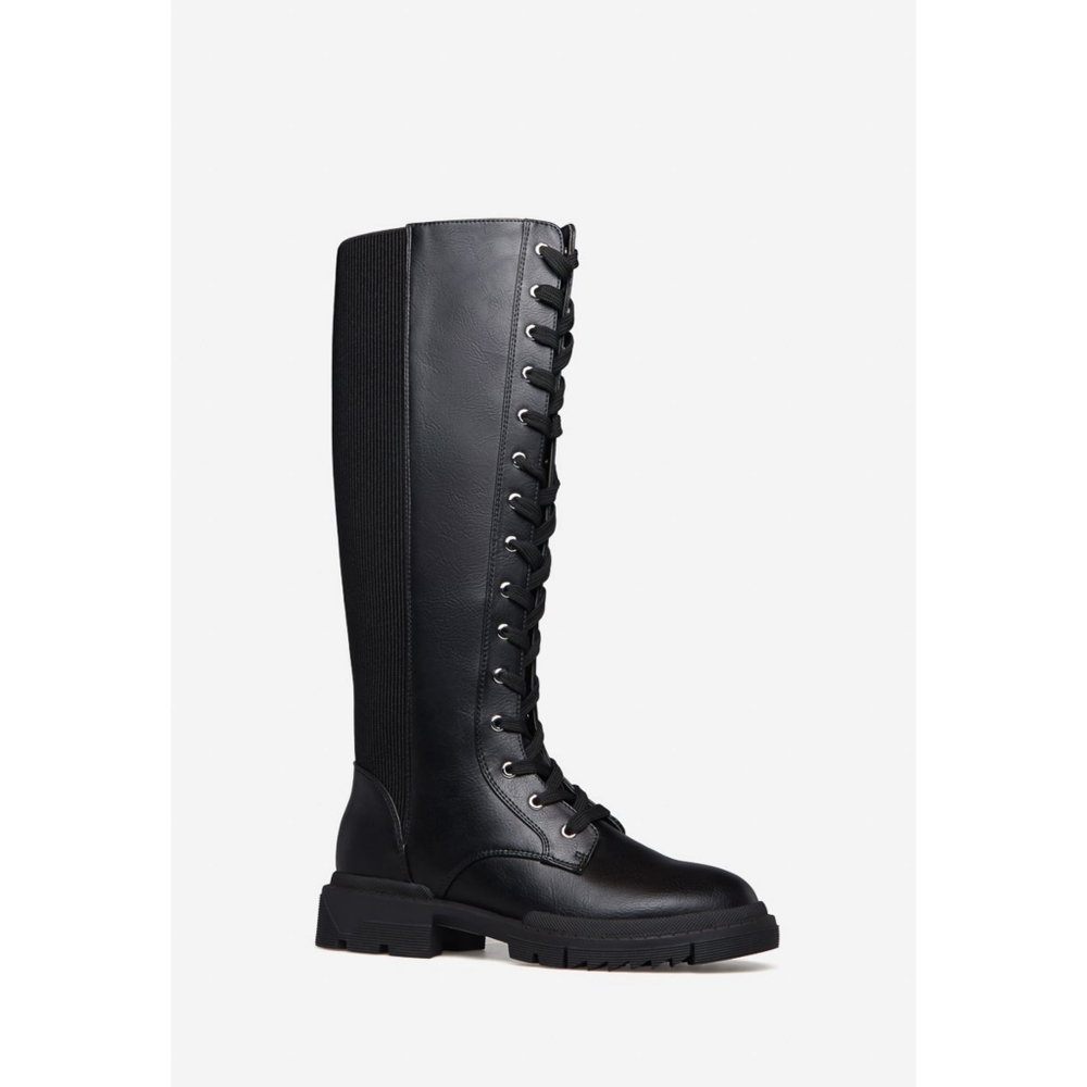 Shoedazzle Arlette Lace-Up Flat Boot